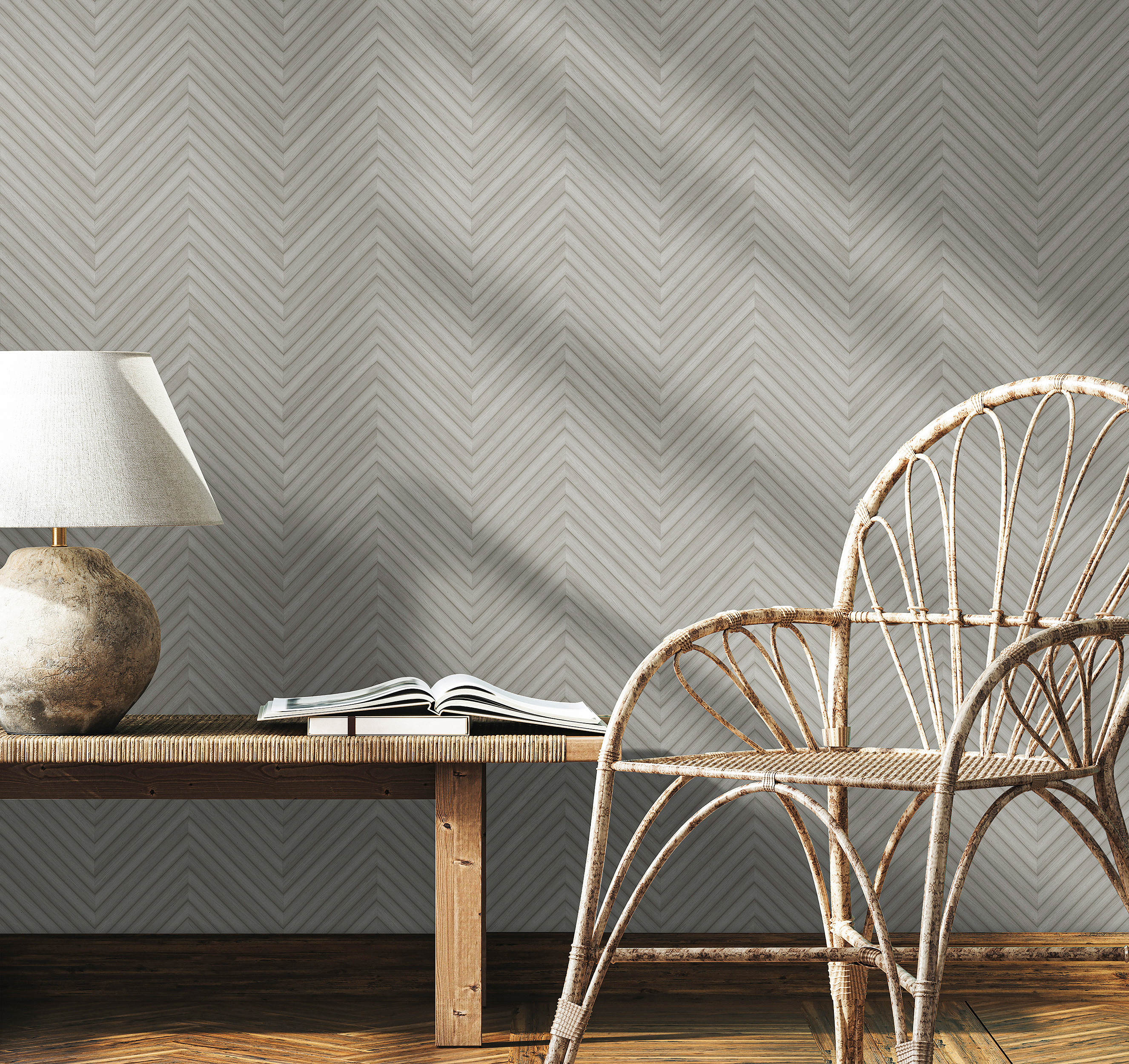 Galerie Wallcoverings Product Code 33374 - Woods And Wicker Wallpaper Collection - Grey Colours - Wood optics Design