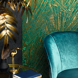 Galerie Wallcoverings Product Code 91936 - Vault Wallpaper Collection - Green, Gold Colours - Fan Palm Design