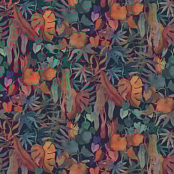 Galerie Wallcoverings Product Code DW2013 - Designer Walls Wallpaper Collection - Midnight Blue Colours - Abstract Leaves Design