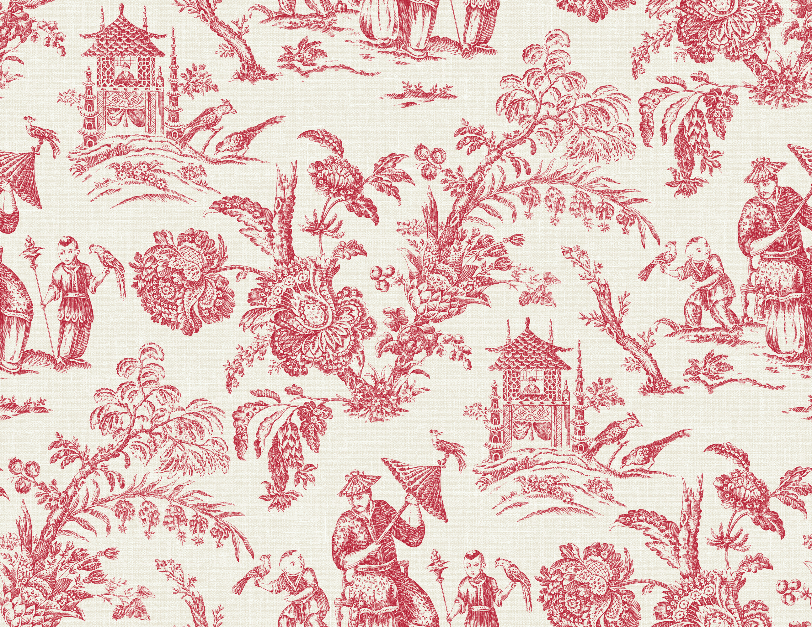 Galerie Wallcoverings Product Code FC61801 - French Country Wallpaper Collection - Poppy Red Colours -  Chinois Design