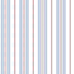 Galerie Wallcoverings Product Code G23065 - Deauville Wallpaper Collection - Sky Blue Red White Colours - Two Colour Stripe Design