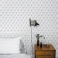Galerie Wallcoverings Product Code G67892 - Miniatures 2 Wallpaper Collection - Blue White Colours - Medium Rose Trail Design