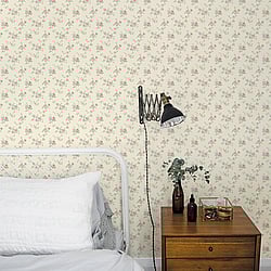 Galerie Wallcoverings Product Code G67895 - Miniatures 2 Wallpaper Collection - Pink Cream Green Purple Colours - Medium Rose Trail Design
