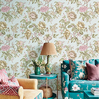 Galerie Wallcoverings Product Code 8307 - Blooming Garden Wallpaper Collection - Beige/Light Blue Colours -  