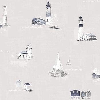 Galerie Wallcoverings Product Code G23312 - Deauville 2 Wallpaper Collection - Navy Blue Sky Blue Beige Colours -  