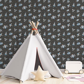 Galerie Wallcoverings Product Code G78410 - Tiny Tots 2 Wallpaper Collection - Black Blue Orange Glitter Colours -  