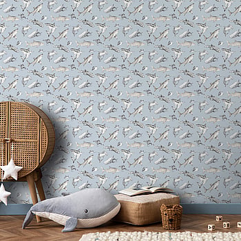 Galerie Wallcoverings Product Code G78591 - Kids & Teens Wallpaper Collection - Pale Blue Choke Greys Colours -  